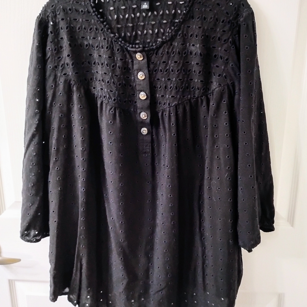 Torrid Black Eyelet Button-Down Babydoll Top 4X